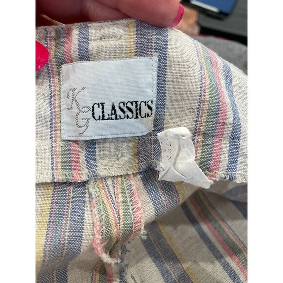 Vintage 80s KG Classics High Waisted Vertical Stripe Pastel Bermuda Shorts Sz 12 - Picture 5 of 9